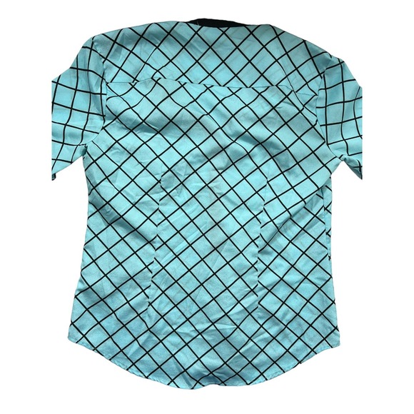 New York & Co Sky Blue w/Black Lines Geometric Pattern Small - Picture 4 of 5